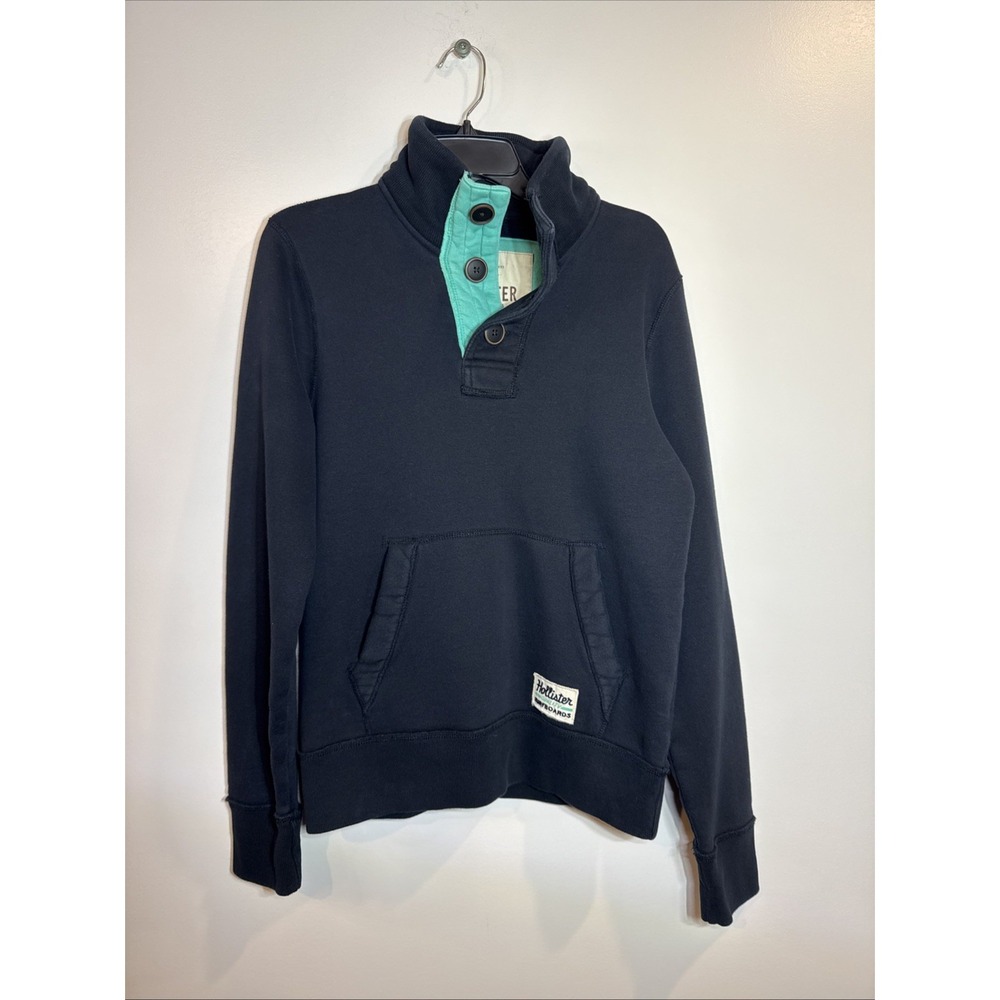 Vintage HOLLISTER Quarter Button Sweatshirt Thick Pull Over Men's Medium Y2K